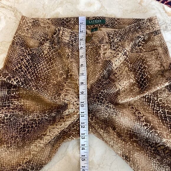 Lauren Ralph Lauren Brown & Tan Snakeskin Print Skinny Ankle Zip Pants - Picture 13 of 14